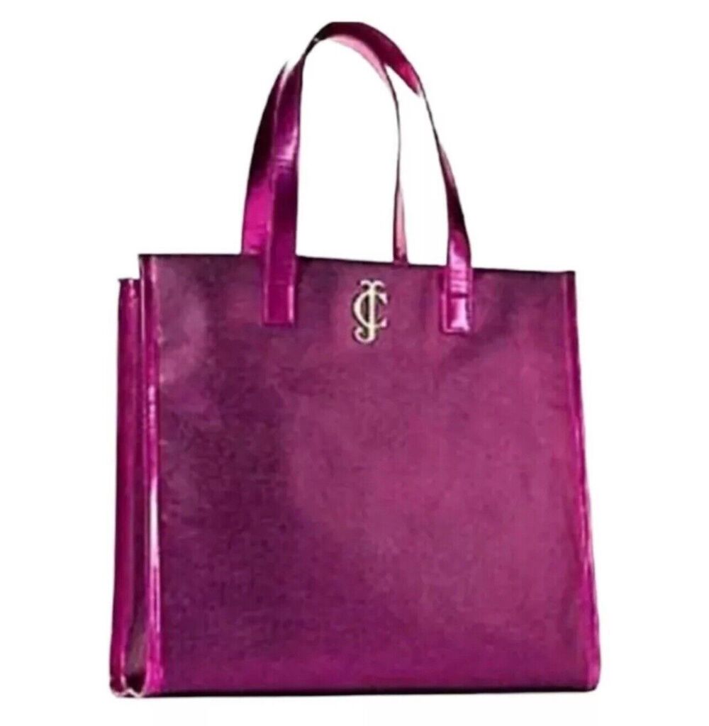 Juicy Couture Matallic Pink Denim Tote Bag New